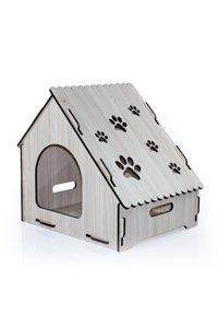 Vigo Wood Üçgen İç Mekan Kedi Evi Gri