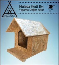 Melada 45x40x40 cm Dikdörtgen Su Geçirmez Dış Mekan Kedi Evi Ahşap Rengi