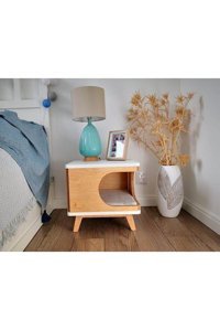 Latanwood Ltnwd-KediEvi5 Kare İç Mekan Kedi Evi Ahşap Rengi