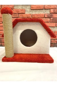 Karahan Petshop Kare İç Mekan Kedi Evi Kırmızı