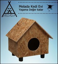 Melada 55x40x40 cm Dikdörtgen Su Geçirmez Dış Mekan Kedi Evi Ahşap Rengi