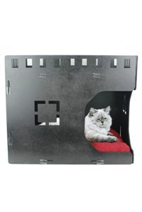 Starlightning Küp Kare İç Mekan Kedi Evi Gri