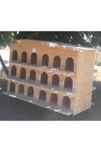 ABC Çoklu Dikdörtgen 3 Katlı Dış Mekan Kedi Evi Ahşap Rengi