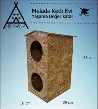 Melada 66x39x32 cm Dikdörtgen Su Geçirmez Dış Mekan Kedi Evi Ahşap Rengi