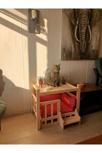 Zen Mobilya İç Mekan Kedi Evi Ahşap Rengi