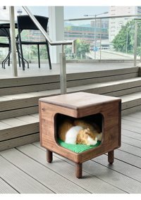 Woodbirds Kare Su Geçirmez İç Mekan Kedi Evi Kahverengi