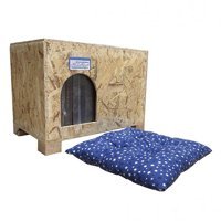 Melada 53x41x35 cm Dikdörtgen Su Geçirmez Dış Mekan Kedi Evi Ahşap Rengi + Minderli