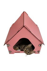 Nurline Kare Dış Mekan Kedi Evi Pembe