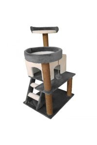 Petshopbero Kare İç Mekan Kedi Evi Beyaz-Gri