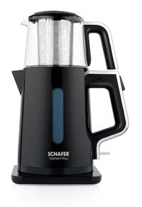 Schafer Teaform Plus Otomatik Cam Demlikli 1500 W Çelik Siyah Çay Makinesi
