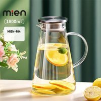 Mien Isıya Dayanıklı Metal Kapaklı Borosilikat Gövdeli Sürahi 1.8 lt