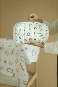 YouBee Fermuarlı Organik Pamuk Bebek El Çantası Beyaz