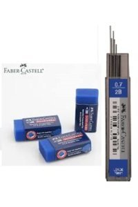 Faber-Castell 2B 0.7 mm 120'li Gri Kalem Ucu 1 Adet + Sınav Silgisi