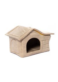 Bebebebek 59x39x45 cm Dikdörtgen Su Geçirmez Dış Mekan-İç Mekan Kedi Evi Bej