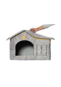 Bebebebek 59x39x45 cm Dikdörtgen Su Geçirmez Dış Mekan-İç Mekan Kedi Evi Gri