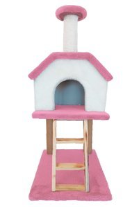 Patiderm Kare İç Mekan Kedi Evi Beyaz-Pembe