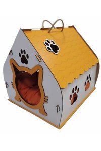 Mabel Dikdörtgen İç Mekan Kedi Evi Turuncu