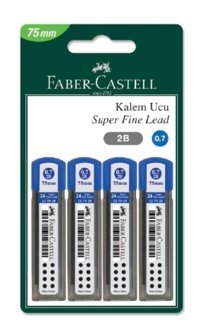 Faber-Castell Süper Fine Leads 2B 0.7 mm 24'lü Siyah Kalem Ucu 4 Adet