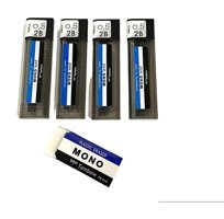 Tombow Mono 2B 0.5 mm 12'li Siyah Kalem Ucu 3 Adet + Silgi