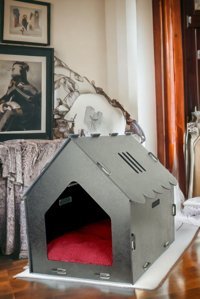 Pandogo Dikdörtgen İç Mekan Kedi Evi Gri