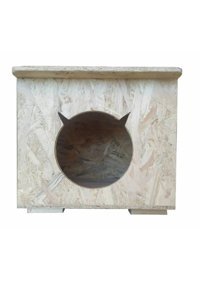 Ema M Kare Su Geçirmez Dış Mekan Kedi Evi Ahşap Rengi