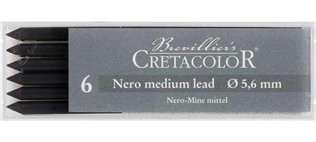 Cretacolor Nero Medium 5.6 mm 6'lı Siyah Kalem Ucu 1 Adet