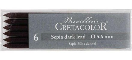 Cretacolor Sepia Dark 5.6 mm 6'lı Siyah Kalem Ucu 1 Adet