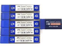 Faber-Castell 2B 0.7 mm 24'lü Siyah Kalem Ucu 5 Adet + Sınav Silgisi