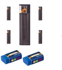 Tombow 2B 0.5 mm 12'li Siyah Kalem Ucu 5 Adet + Silgi
