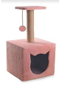 Patieviatölyesi Kare İç Mekan Kedi Evi Pembe