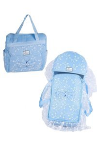 Rain Baby Tütülü Taşıma Askılı Portbebe+Bakım Çantası Mavi