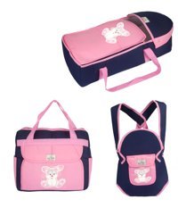 Rain Baby Tavşan 12 kg Kapasiteli Taşıma Askılı Portbebe+Bakım Çantası+Kanguru Lacivert-Pembe
