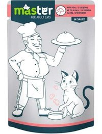Master Pouch Dana Eti Parça Etli-Soslu Yaş Kedi Maması 6x80 gr