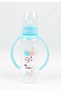 Eda Baby Polipropilen Yavaş Akışlı Kulplu 0-6 Ay Desenli Turkuaz Damaklı Biberon Seti 250 ml