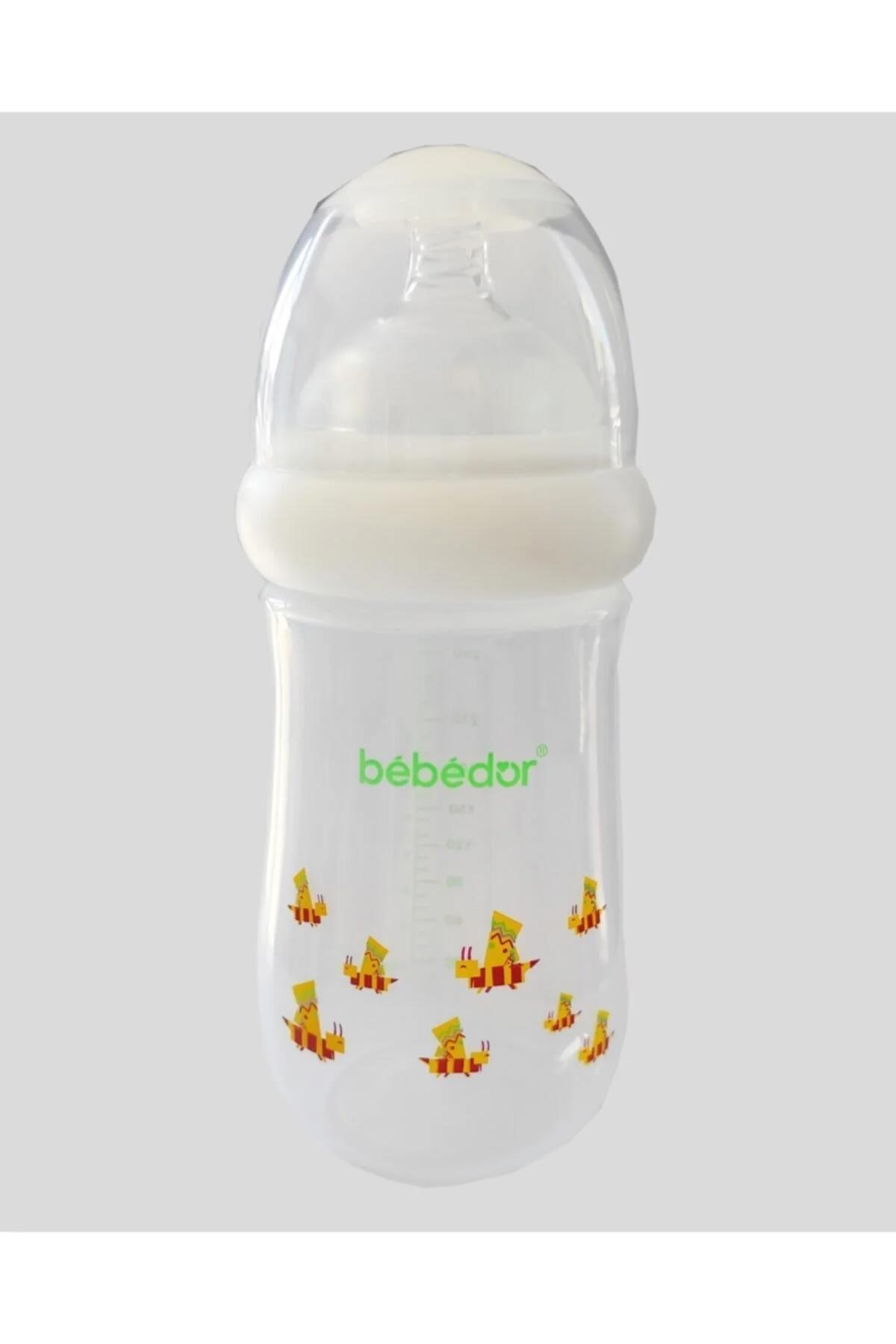 Bebedor 98322 Polipropilen Yavaş Akışlı 0-6 Ay Desenli Şeffaf Damaklı Biberon Seti 260 ml