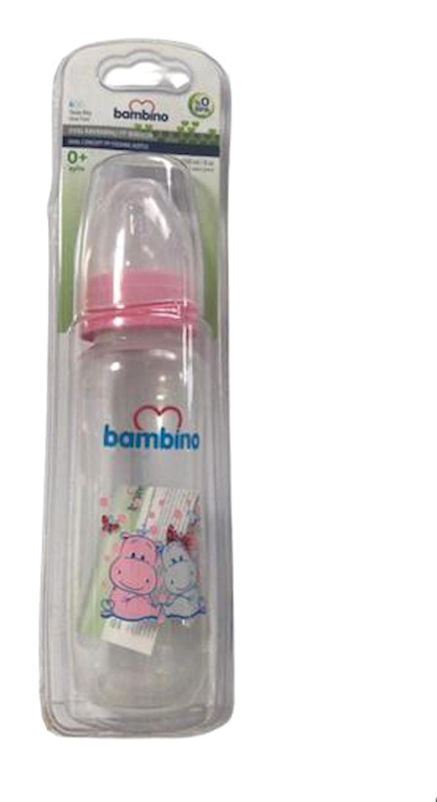 Bambino B026 Polipropilen Yavaş Akışlı 0-6 Ay Desenli Pembe Damaklı Biberon Seti 250 ml