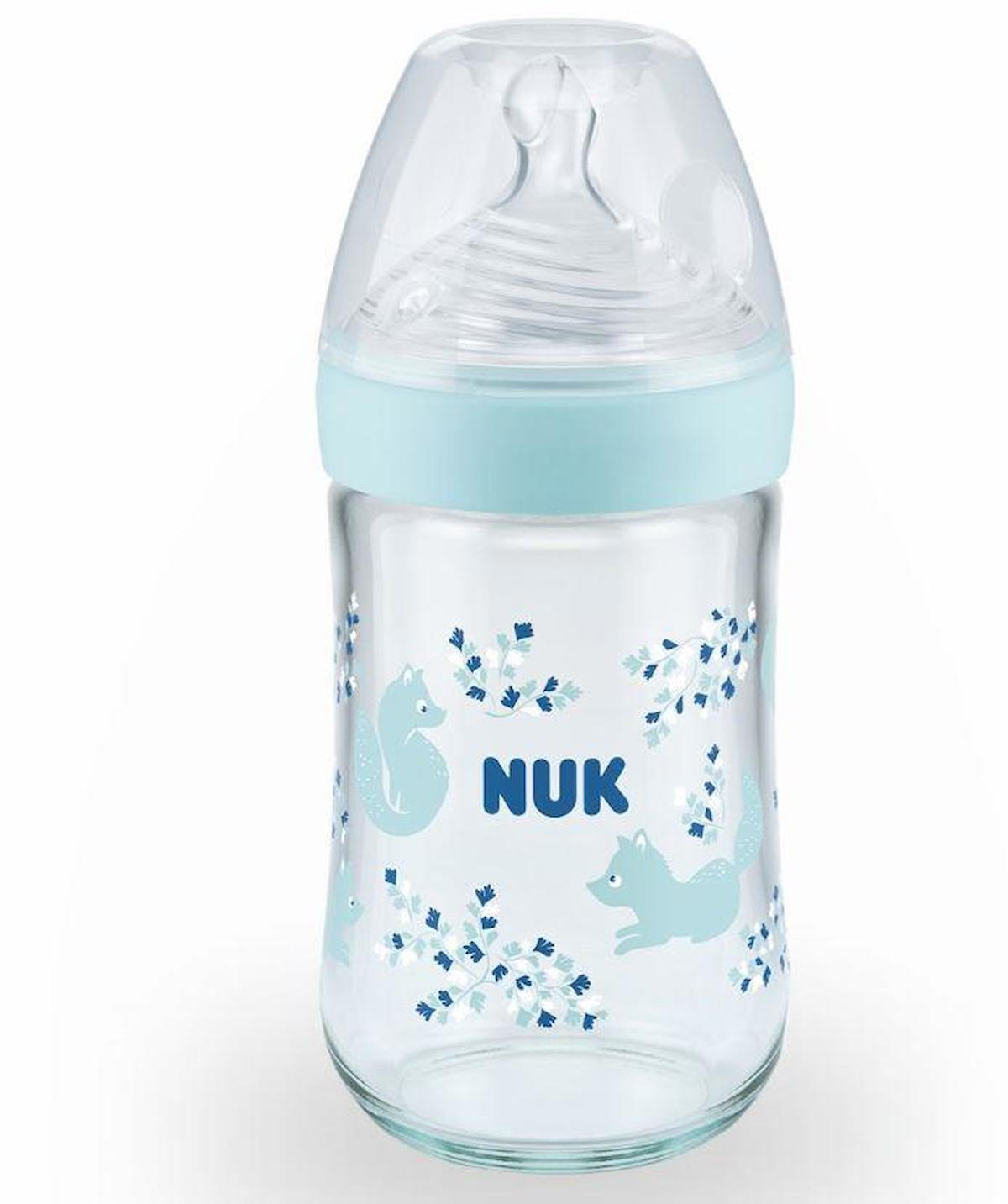 Nuk 743720 Cam 0-6 Ay Desenli Mavi Damaklı Biberon Seti 120 ml