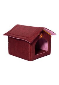 Bebebebek 40x40x40 cm Dikdörtgen Su Geçirmez Dış Mekan-İç Mekan Kedi Evi Bordo