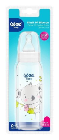 Wee Baby No :852 Polipropilen Yenidoğan Yavaş Akışlı 0-6 Ay Desenli Beyaz Damaklı Biberon Seti 250 ml