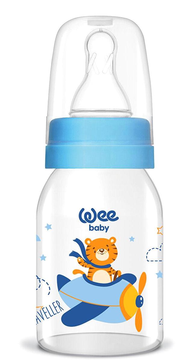 Wee Baby 877 Cam Yavaş Akışlı 0-6 Ay Desenli Şeffaf Damaklı Biberon Seti 125 ml