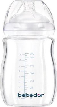 Bebedor 51301 Cam Gaz Yapmayan Antikolik 3+ Ay Şeffaf Damaklı Biberon Seti 260 ml