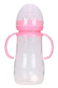 NestNiche Polipropilen Yavaş Akışlı Kulplu 6+ Ay Pembe Damaklı Biberon Seti 240 ml