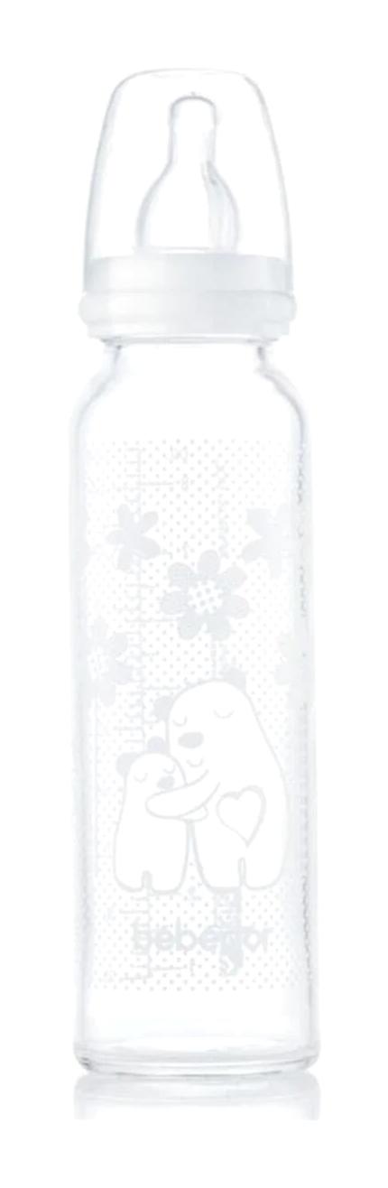 Bebedor 41302-K Cam Gaz Yapmayan Antikolik 3+ Ay Desenli Şeffaf Damaklı Biberon Seti 250 ml