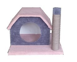Lily EET-03 Kare İç Mekan Kedi Evi Mavi-Pembe