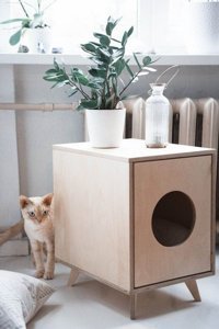 Latanwood Ltnwd-KediEvi6 Dikdörtgen İç Mekan Kedi Evi Ahşap Rengi
