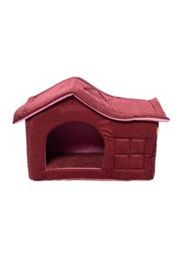 Bebebebek 59x39x45 cm Dikdörtgen Su Geçirmez Dış Mekan-İç Mekan Kedi Evi Bordo