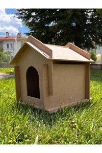 Emach Dizayn 30x50x35 cm Dikdörtgen Su Geçirmez Dış Mekan Kedi Evi Ahşap Rengi