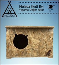 Melada 50x45x34 cm Dikdörtgen Su Geçirmez Dış Mekan Kedi Evi Ahşap Rengi