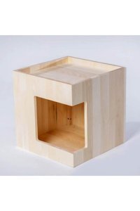 Latanwood Ltnwd-KediEvi2 Kare İç Mekan Kedi Evi Ahşap Rengi