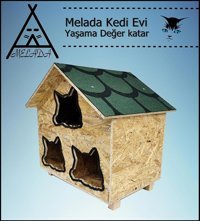 Melada 58x58x40 cm Dikdörtgen Su Geçirmez Dış Mekan Kedi Evi Ahşap Rengi